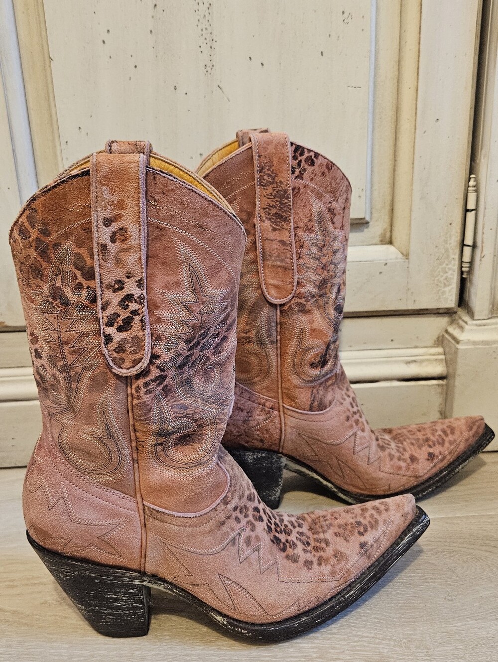 Rare Old Gringo Nevada Pink Leopardito Distressed Leather Cowgirl Boots Size 5.5 - Picture 8 of 16